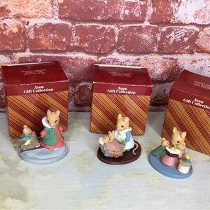 Vintage Avon Set of Three Ceramic Mouse Forrest Friends Figurines